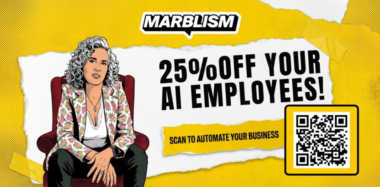 Marblism 25 percent off promotional artwork